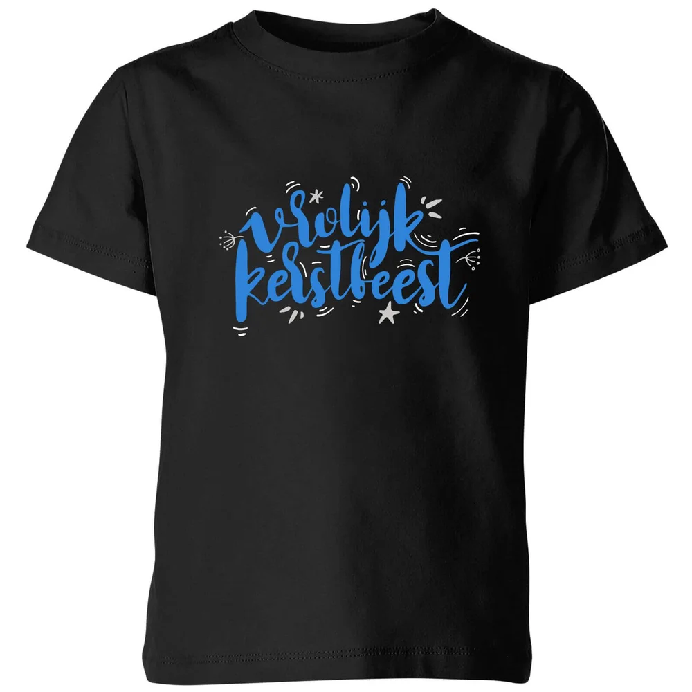 Vrolijk Kerstfeest Kinder T-Shirt - Zwart - 98/104 (3-4 jaar) - Zwart Afbeelding 1