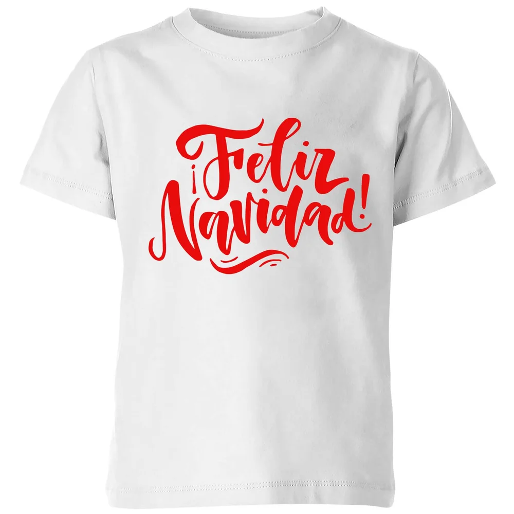 Feliz Navidad Kids' T-Shirt - White - 98/104 (3-4 jaar) - Wit Afbeelding 1