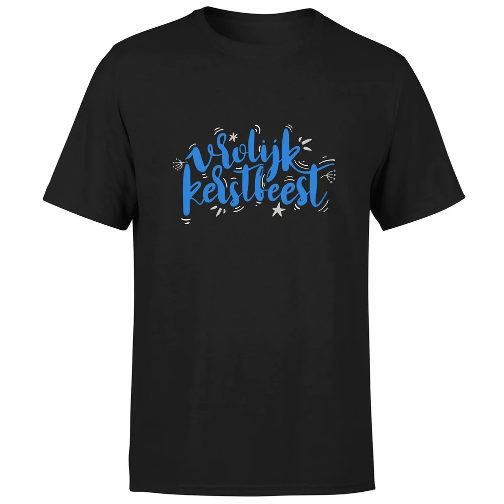 Vrolijk Kerstfeest Heren T-Shirt - Zwart - S - Zwart Afbeelding 1