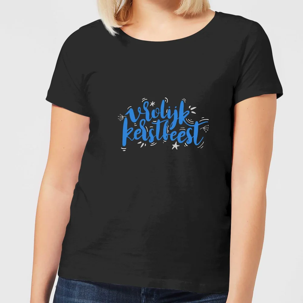 Vrolijk Kerstfeest Dames T-Shirt - Zwart - 3XL Afbeelding 1