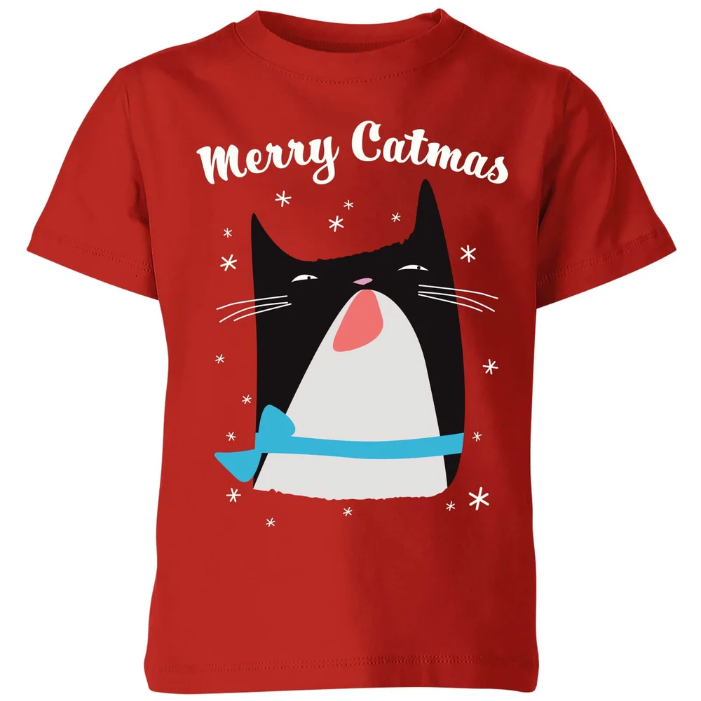 Merry Catmas Kids' T-Shirt - Red - 98/104 (3-4 jaar) - Rood Afbeelding 1