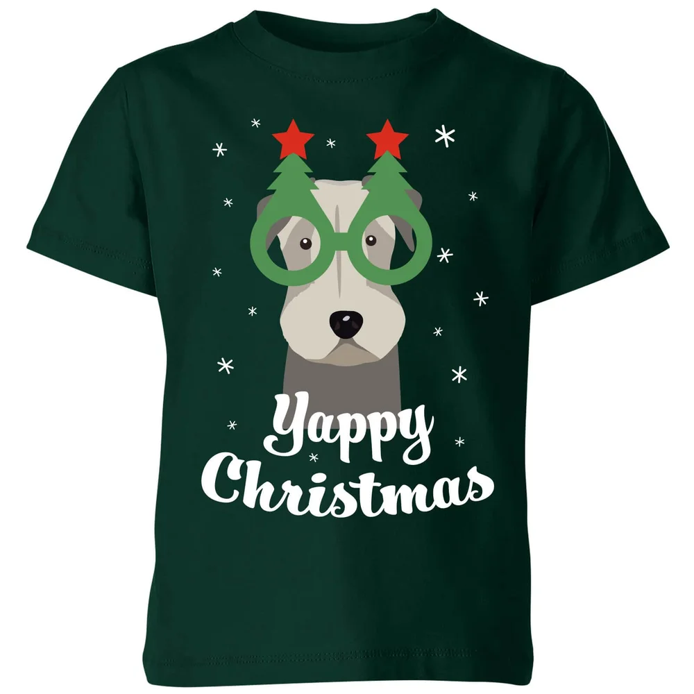 Yappy Christmas Kids' T-Shirt - Forest Green - 98/104 (3-4 jaar) - Forest Green Afbeelding 1