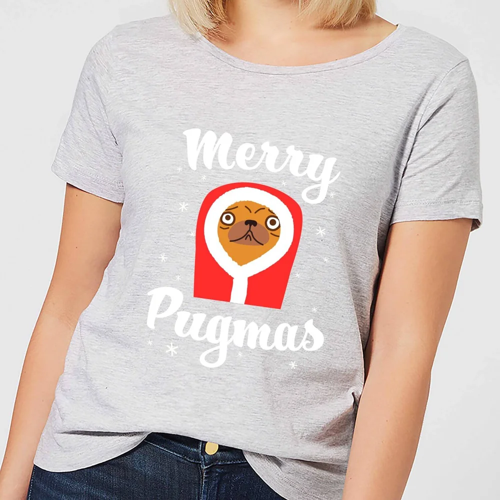 Merry Pugmas Women's T-Shirt - Grey - S - Grijs Afbeelding 1