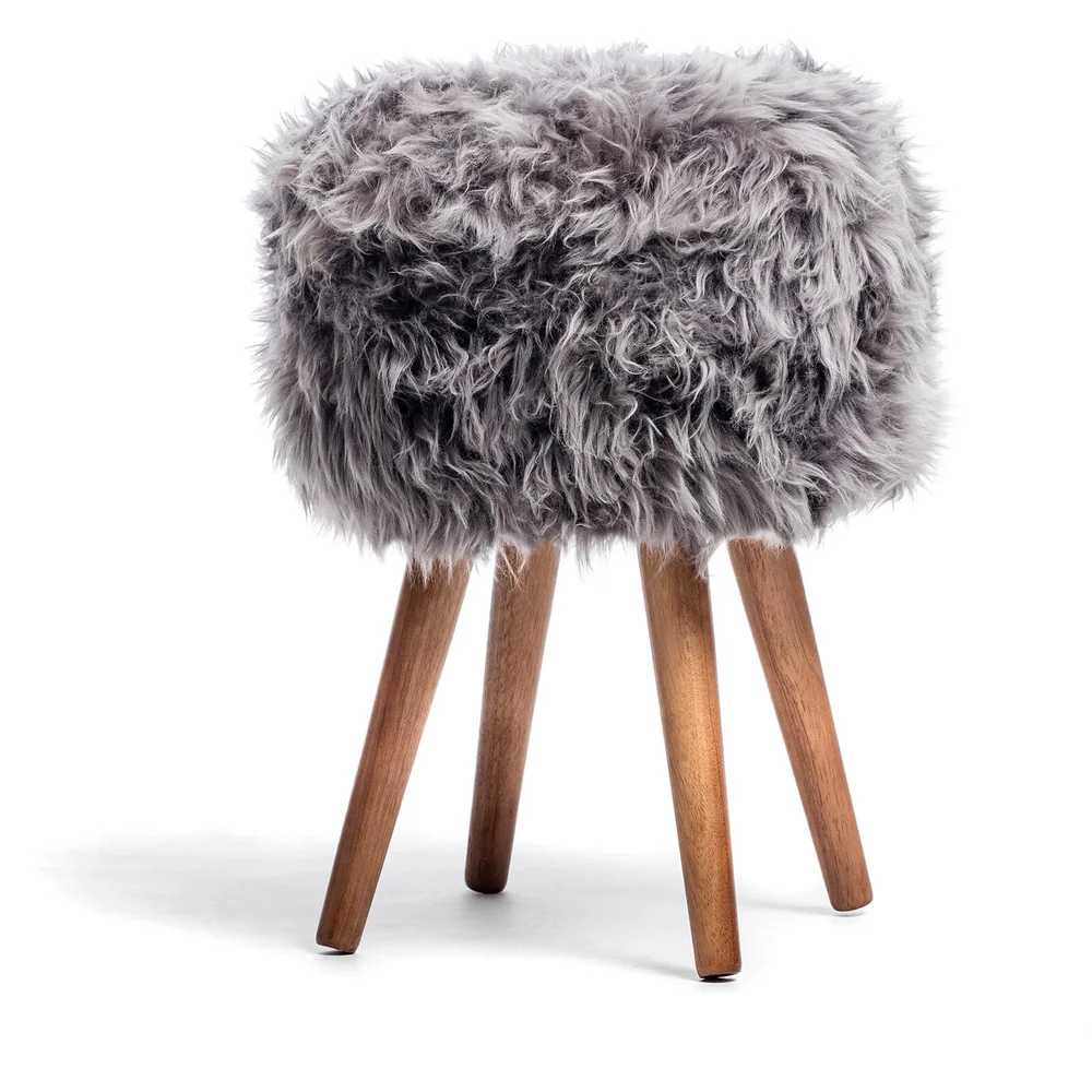 Native Natural Sheepskin Stool - Grey Afbeelding 1