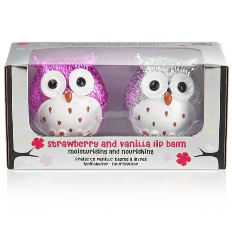 Metallic Owl Lip Balm Duo - Strawberry/Vanilla Afbeelding 1