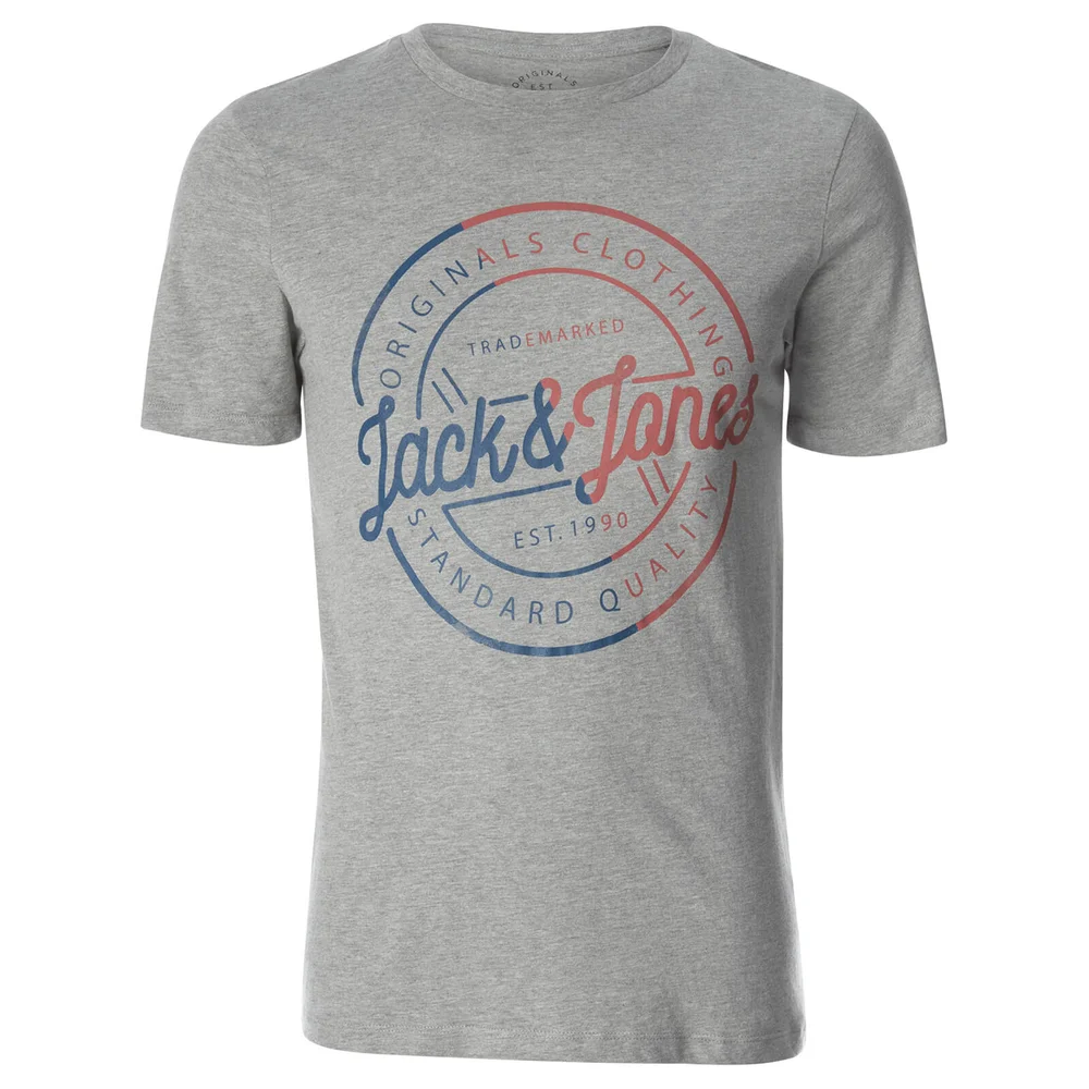 Jack & Jones Men's Originals Logo T-Shirt - Light Grey Marl - S - Grijs Afbeelding 1