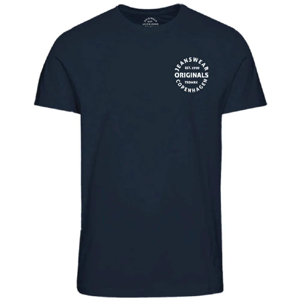 Jack & Jones Men's Originals Art Chest Print T-Shirt - Total Eclipse - S - Blauw Afbeelding 1