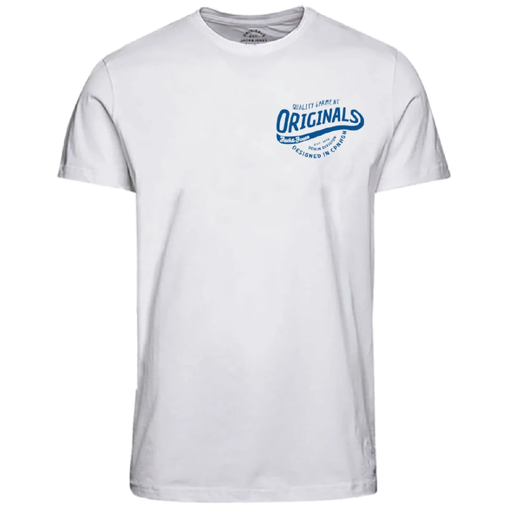 Jack & Jones Men's Originals Art Chest Print T-Shirt - Cloud Dancer - S - Wit Afbeelding 1