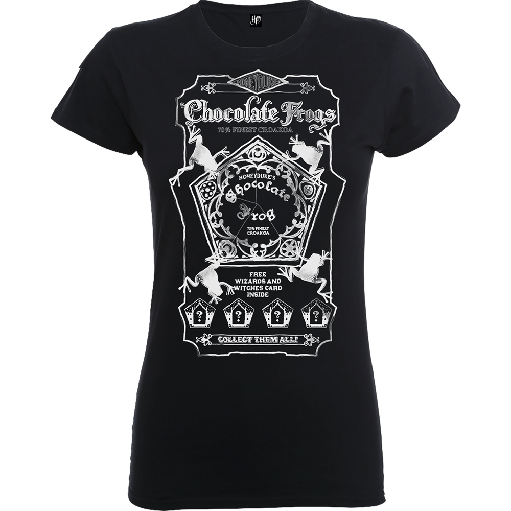 Harry Potter Honeydukes Chocolate Frogs Dames T-shirt - Zwart/Wit - S Afbeelding 1
