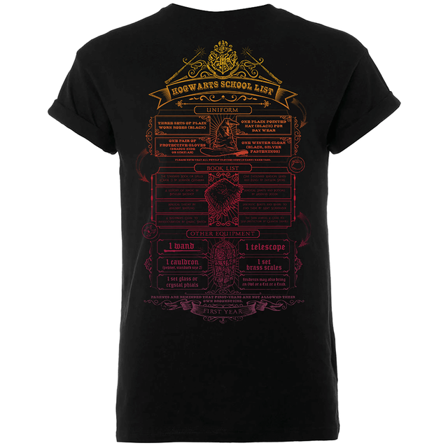 Harry Potter Hogwarts School List Heren T-shirt - Zwart