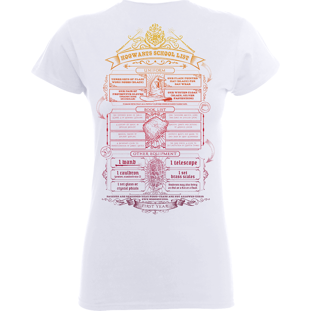 Harry Potter Hogwarts School List Dames T-shirt - Wit - S Afbeelding 1