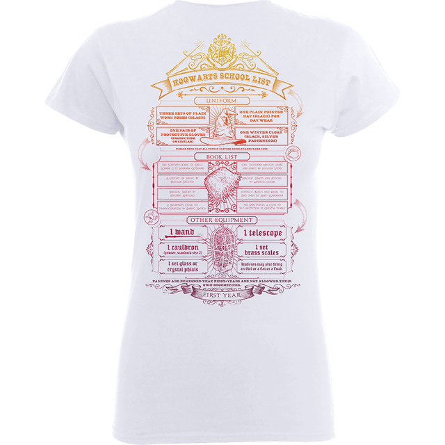 Harry Potter Hogwarts School List Dames T-shirt - Wit
