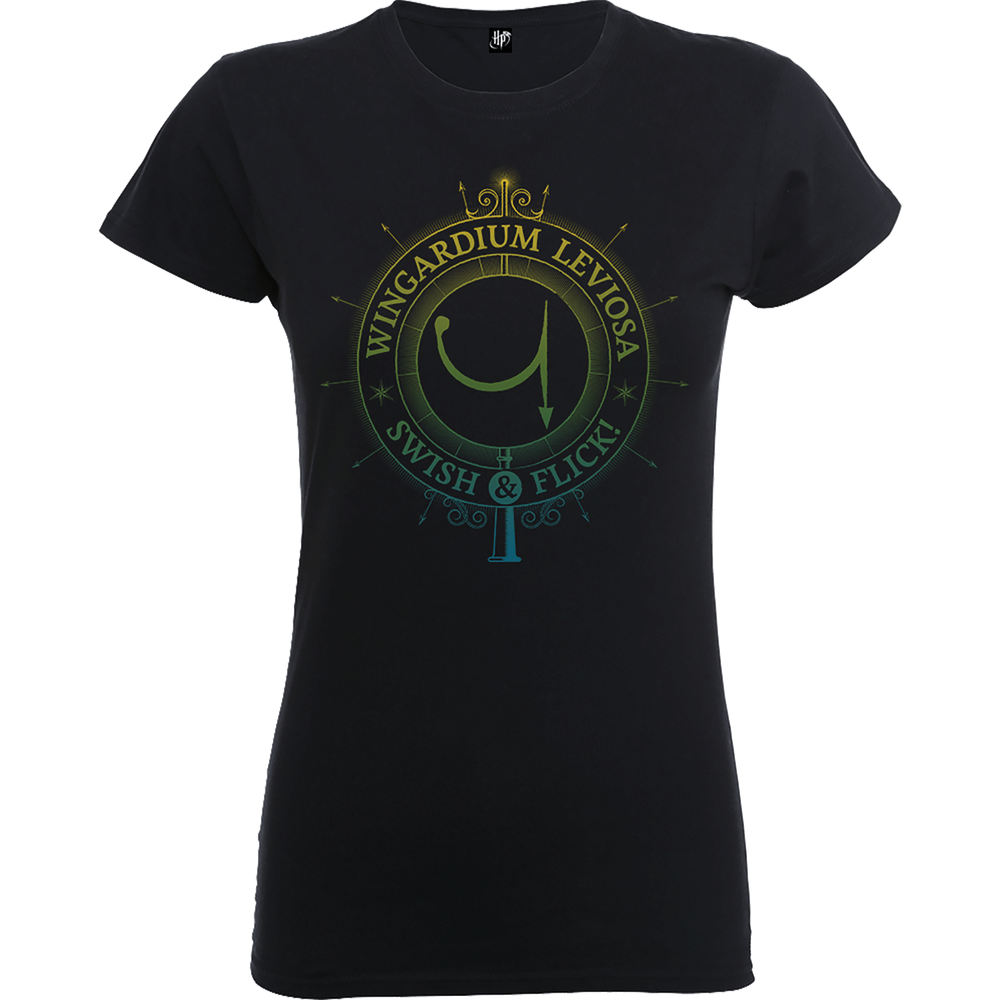 Harry Potter Wingardium Leviosa Swish & Flick Dames T-shirt - Zwart - S Afbeelding 1