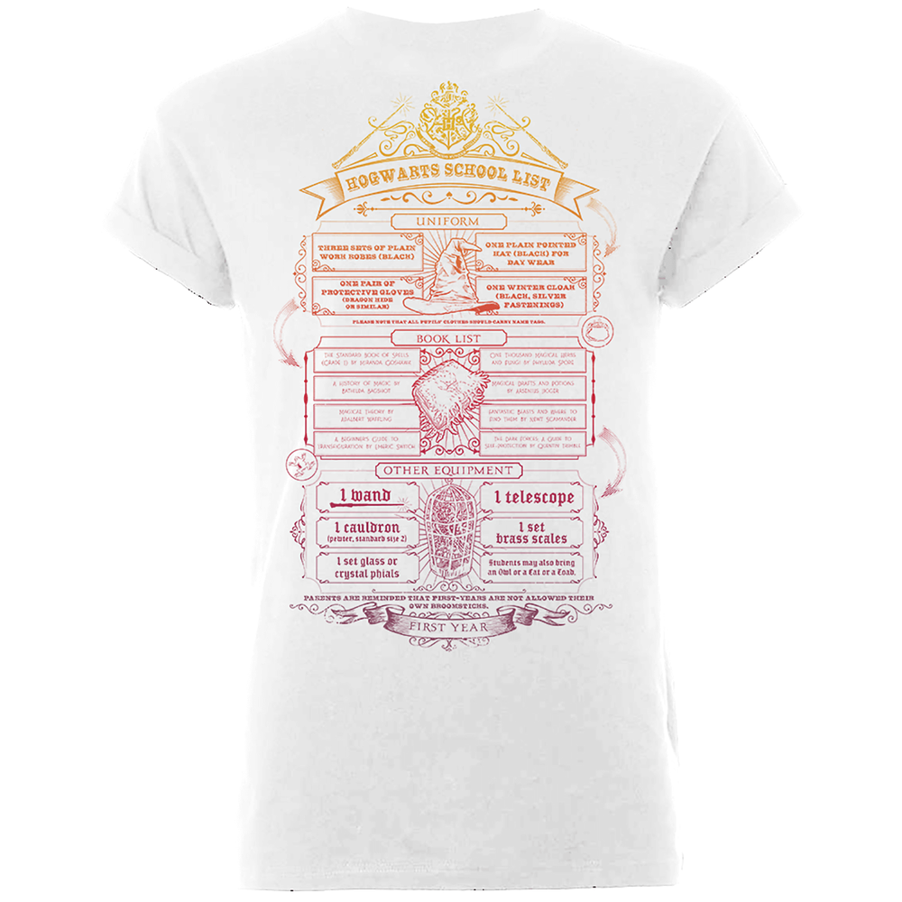 Harry Potter Hogwarts School List Heren T-shirt - Wit - S Afbeelding 1