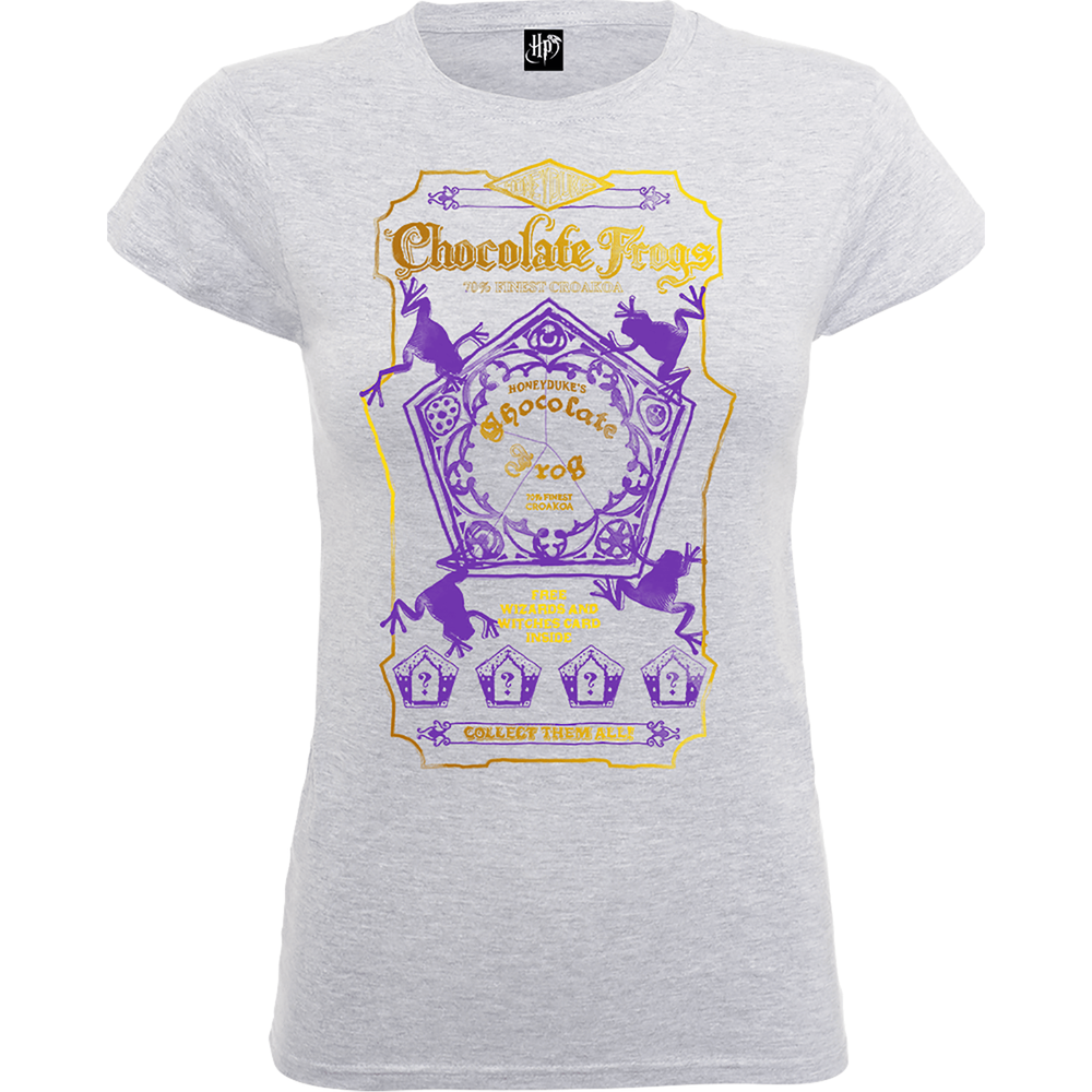 Harry Potter Honeydukes Chocolate Frogs Dames T-shirt - Grijs/Paars/Goud - S Afbeelding 1