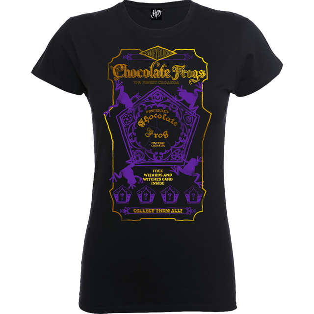 Harry Potter Honeydukes Chocolate Frogs Dames T-shirt - Zwart/Paars/Goud