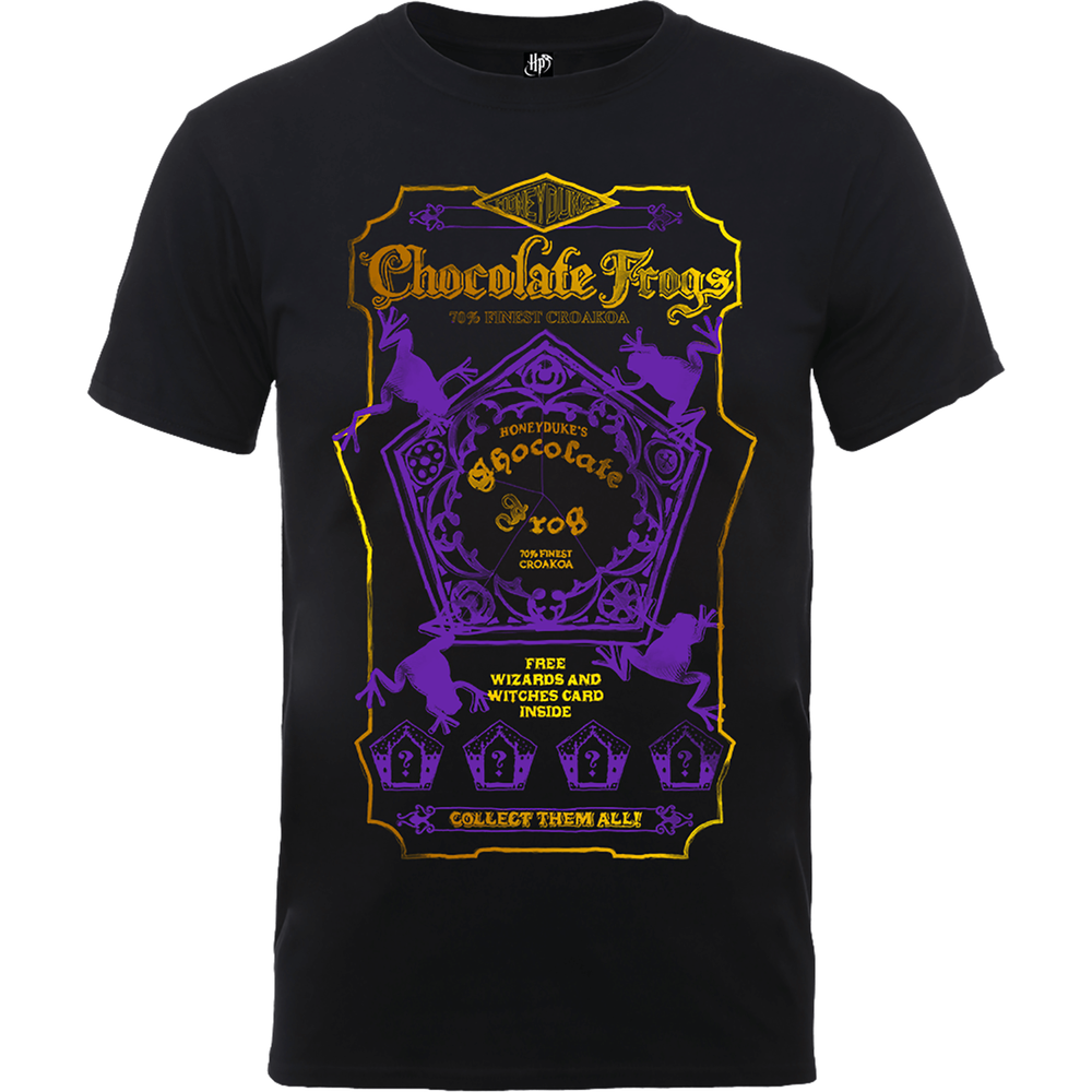 Harry Potter Honeydukes Chocolate Frogs Heren T-shirt - Zwart/Paars/Goud - S Afbeelding 1
