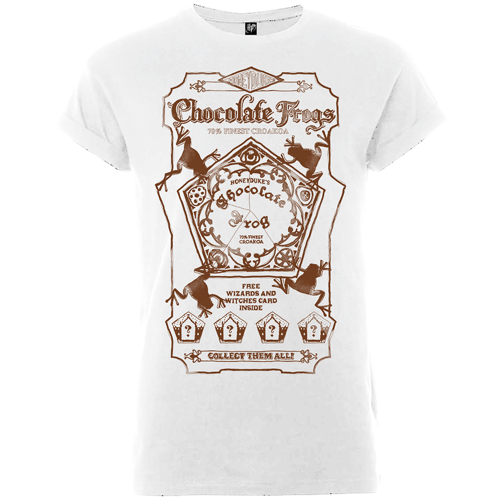 Harry Potter Honeydukes Chocolate Frogs Dames T-shirt - Wit/Bruin - S Afbeelding 1