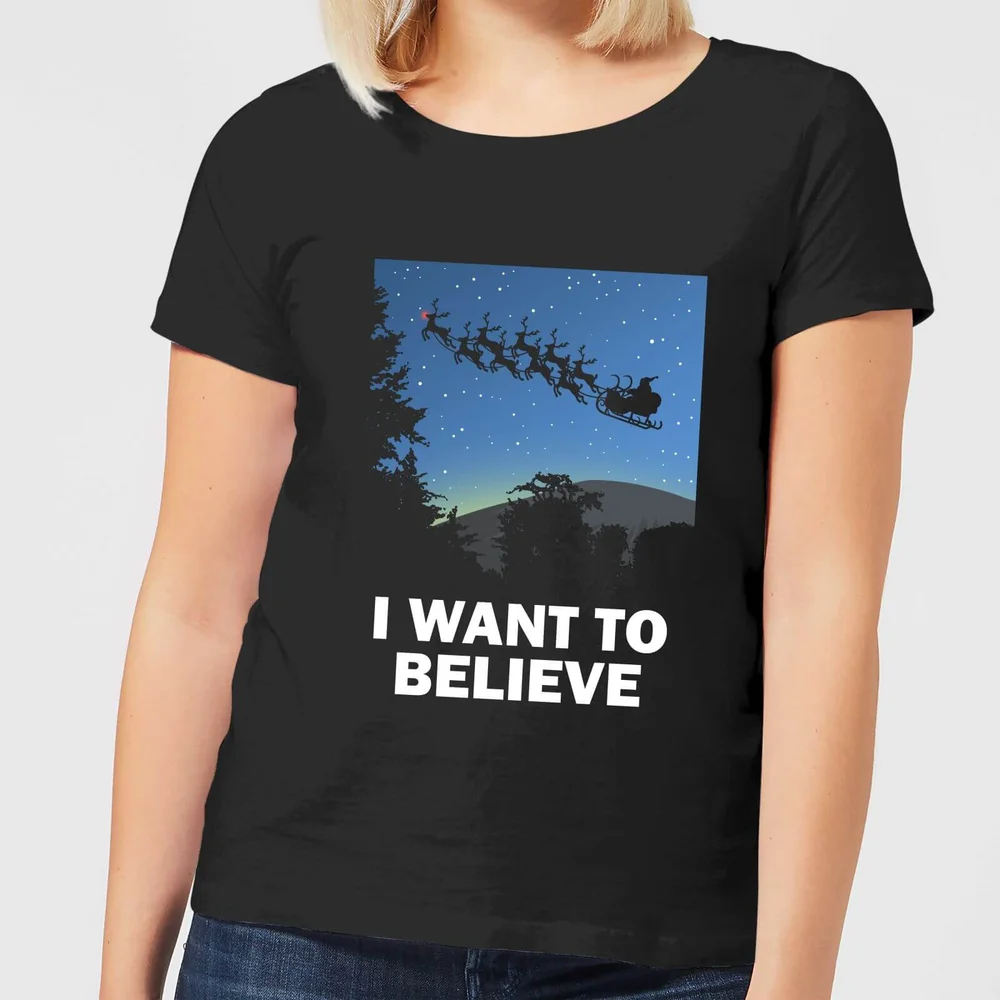 I Want To Believe Dames T-Shirt - Zwart - 3XL Afbeelding 1