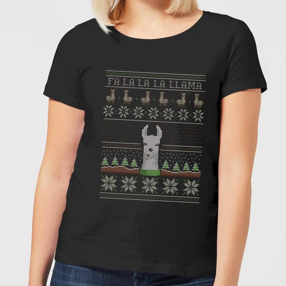 Fa La La La Llama Dames T-Shirt - Zwart - 3XL Afbeelding 1