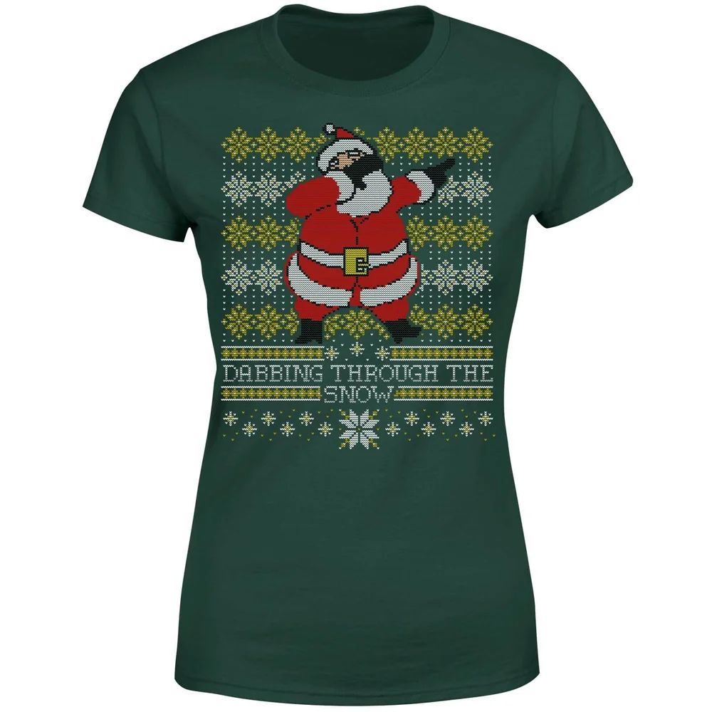 Dabbing through the snow Dames T-Shirt - Donkergroen - S - Forest Green Afbeelding 1