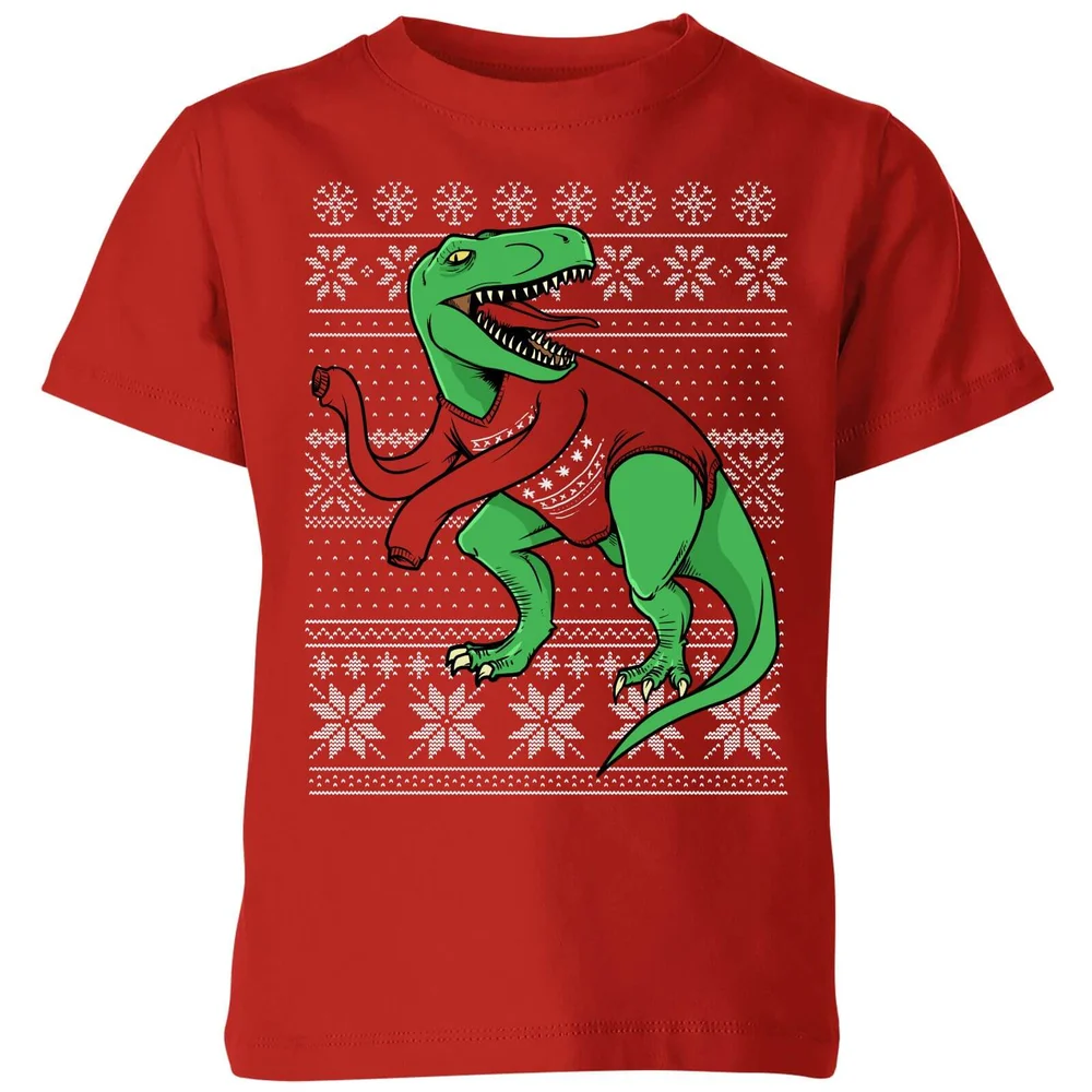 T-Rex Sleeves Kinder T-Shirt - Rood - 98/104 (3-4 jaar) Afbeelding 1