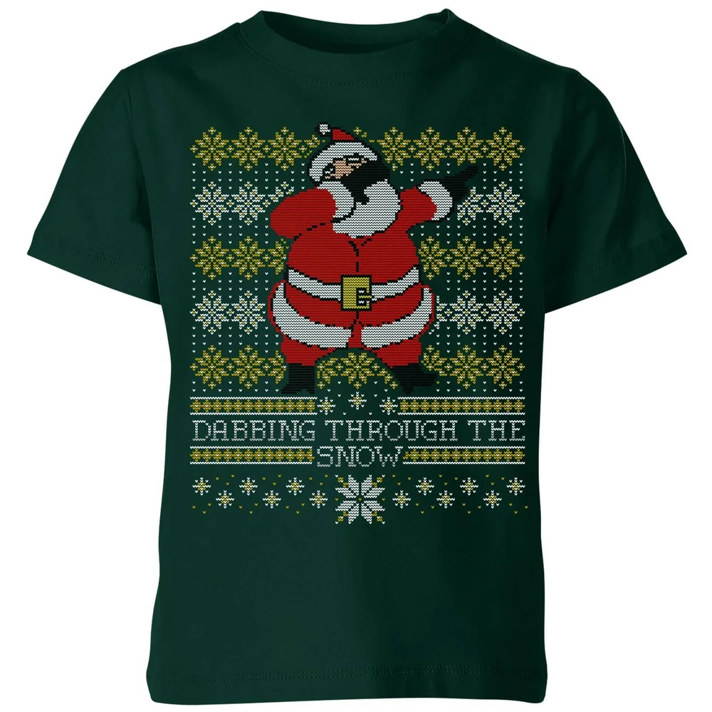 Dabbing through the snow Kinder T-Shirt - Donkergroen - 98/104 (3-4 jaar) - Forest Green Afbeelding 1