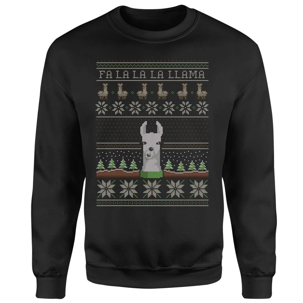 Fa La La La Llama Kersttrui - Zwart - S Afbeelding 1