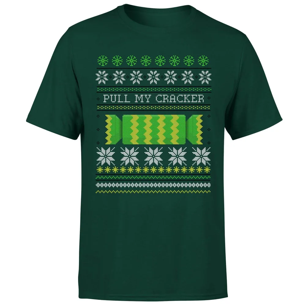 Pull My Cracker T-Shirt - Donkergroen - S - Forest Green Afbeelding 1