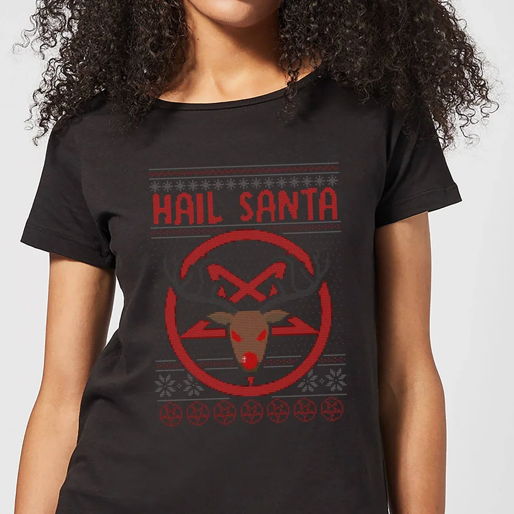 Hail Santa Dames T-Shirt - Zwart - 3XL Afbeelding 1