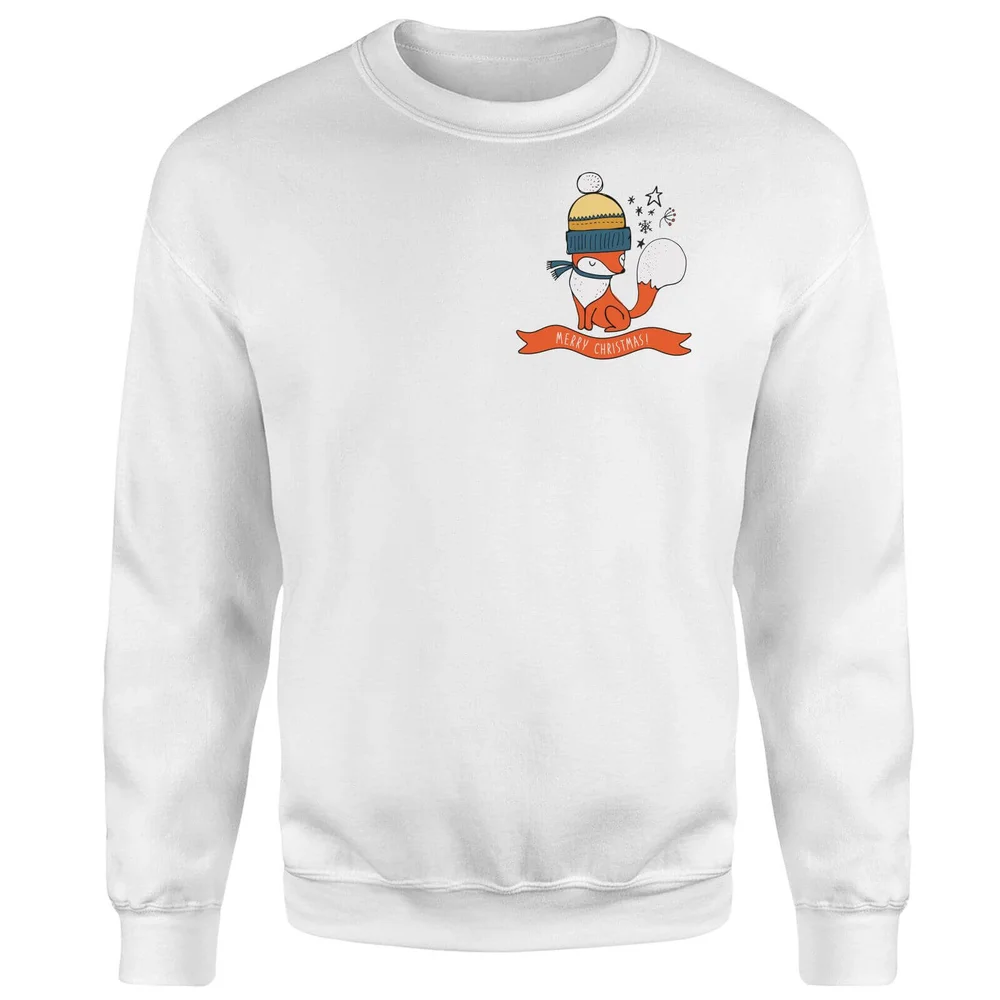 Christmas Fox Pocket Kersttrui - Wit - S - Wit Afbeelding 1