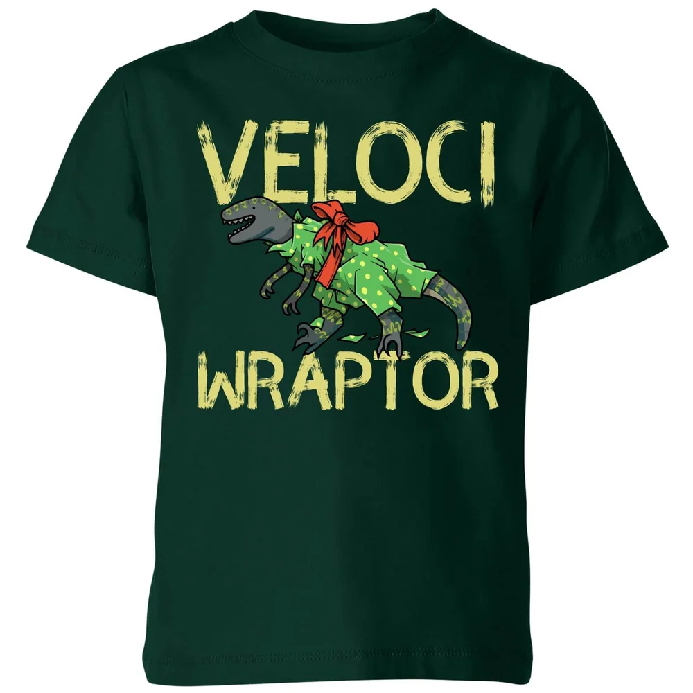 Veloci Wraptor Kinder T-Shirt - Donkergroen - 98/104 (3-4 jaar) - Forest Green Afbeelding 1