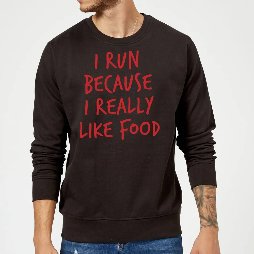 I Run Because I Really Like Food Sweatshirt - Black - S - Zwart Afbeelding 1
