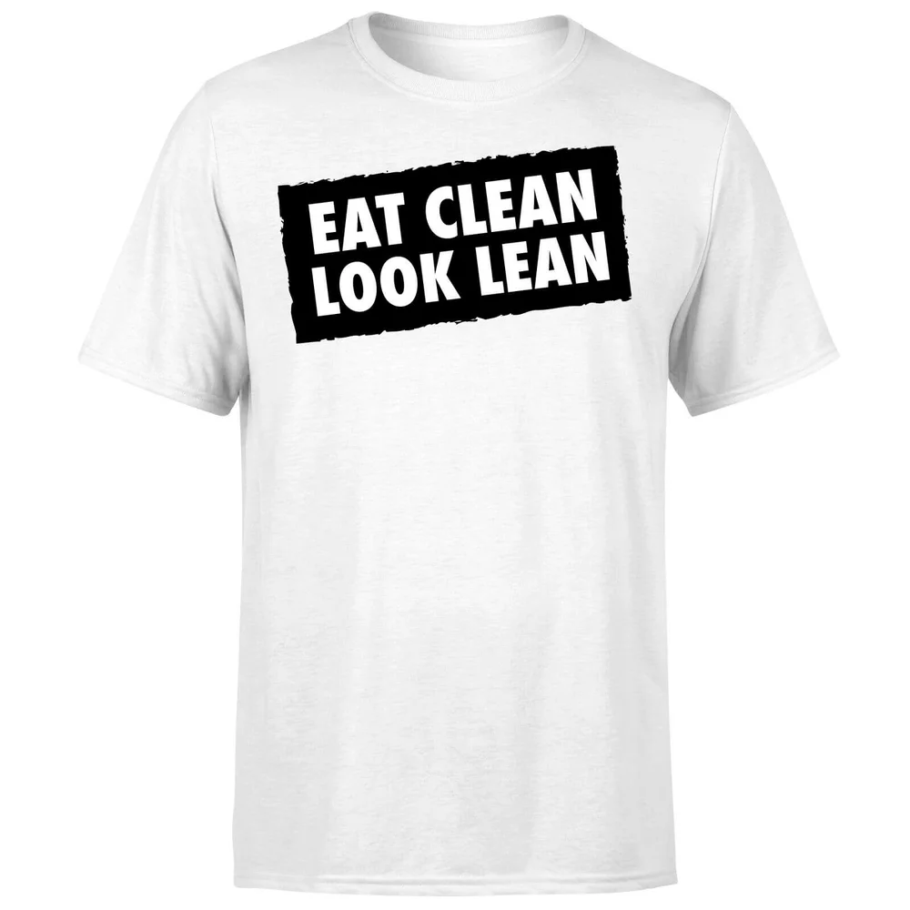 Eat Clean Look Lean T-Shirt - White - S - Wit Afbeelding 1