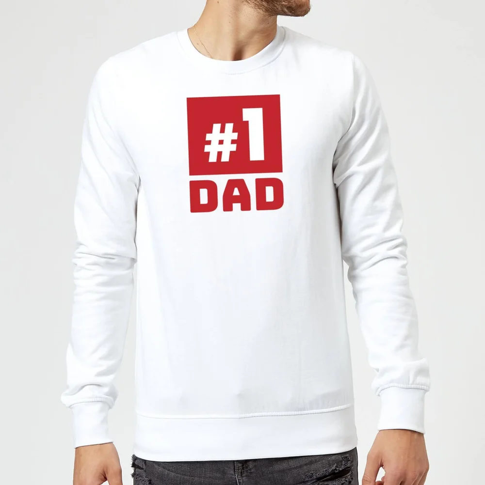 Number 1 Dad Sweatshirt - White - S - Wit Afbeelding 1