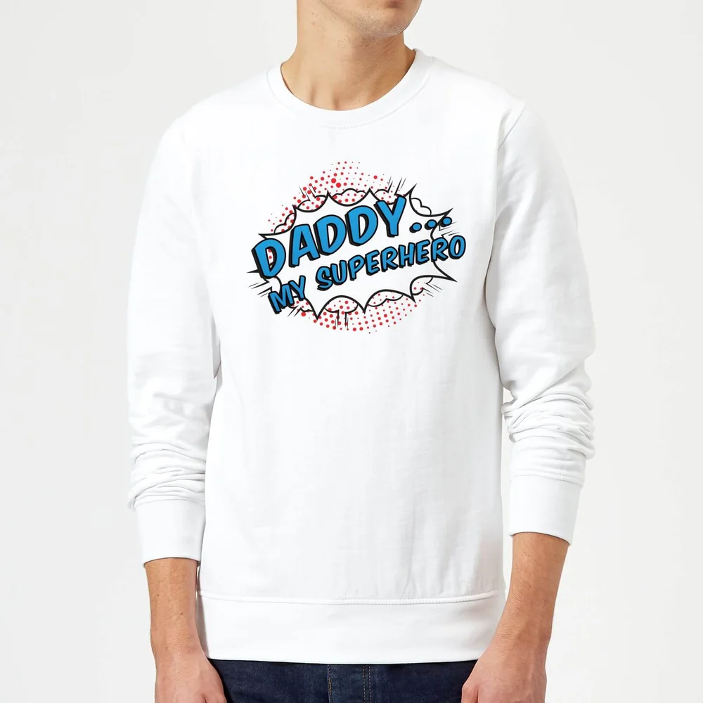 Daddy My Superhero Sweatshirt - White - S - Wit Afbeelding 1