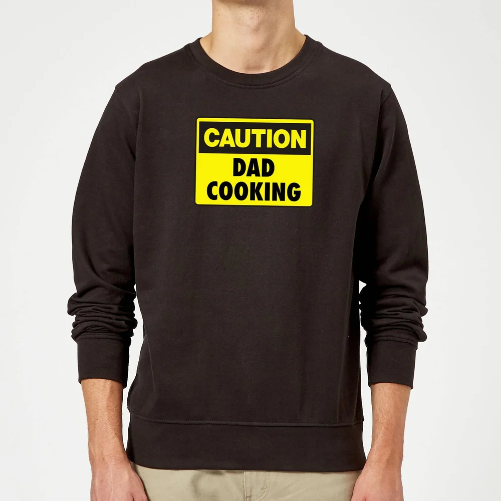 Caution Dad Cooking - Black Sweatshirt - S - Zwart Afbeelding 1