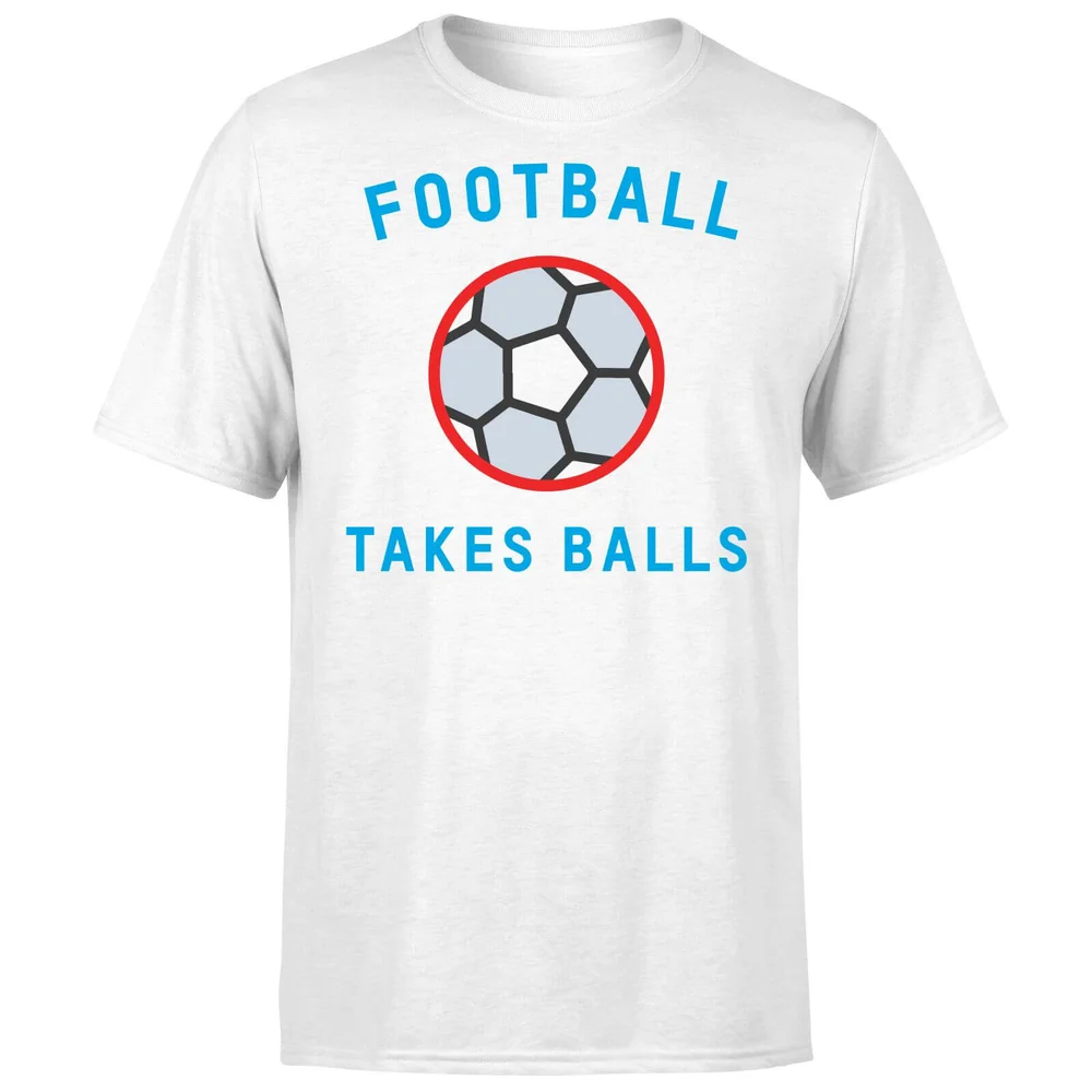Football Takes Balls T-Shirt - White - S - Wit Afbeelding 1
