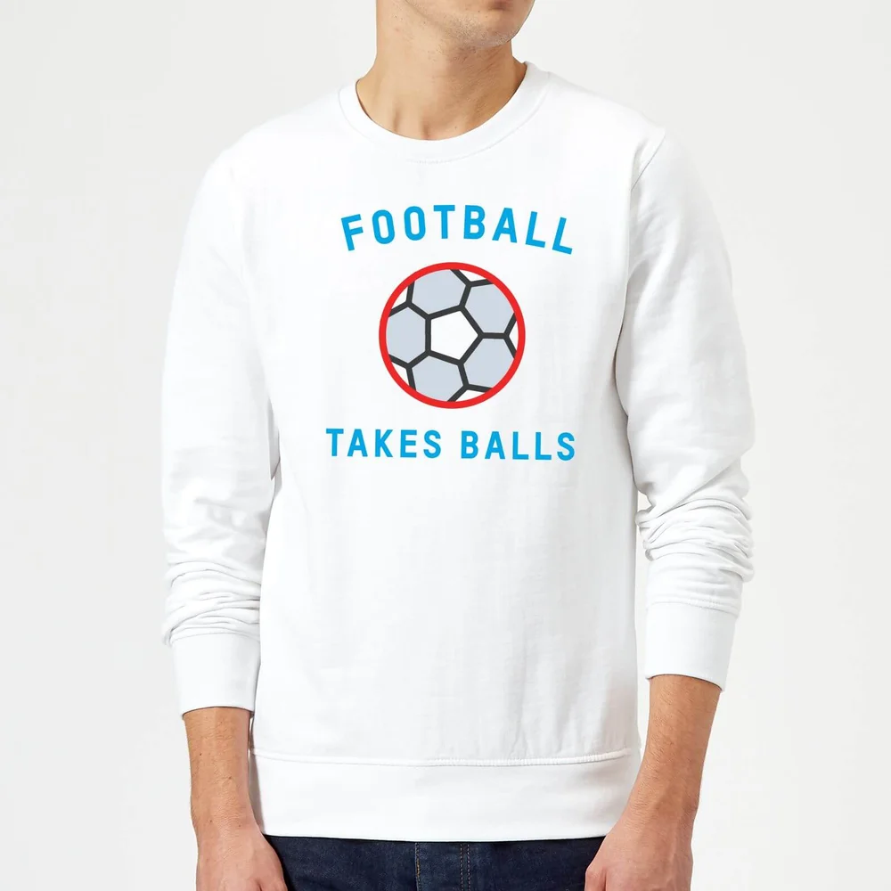 Football Takes Balls Sweatshirt - White - S - Wit Afbeelding 1