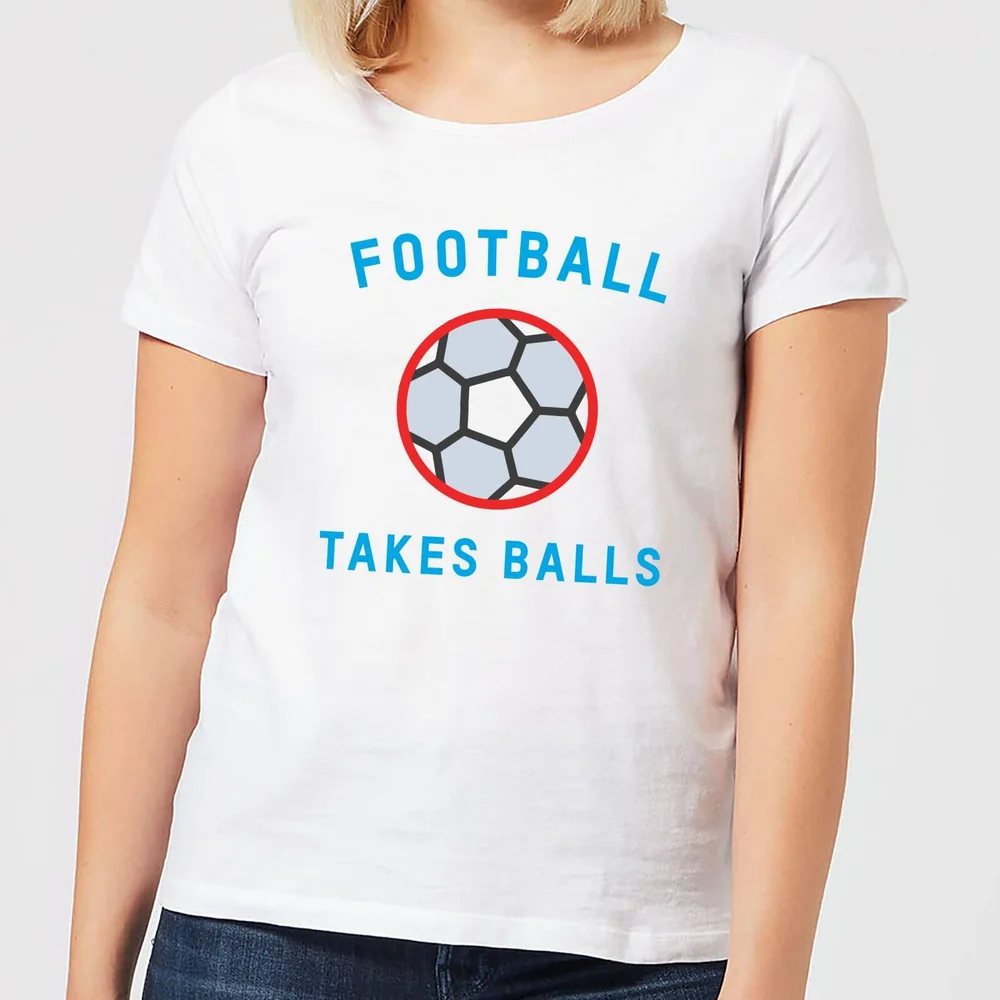 Football Takes Balls Women's T-Shirt - White - S - Wit Afbeelding 1