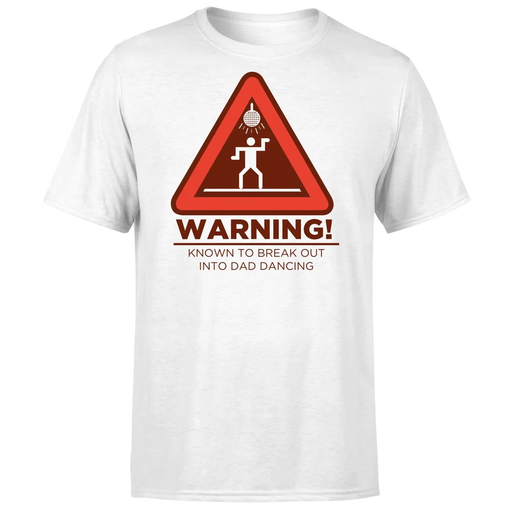 Warning Dad Dancing T-Shirt - White - S - Wit Afbeelding 1