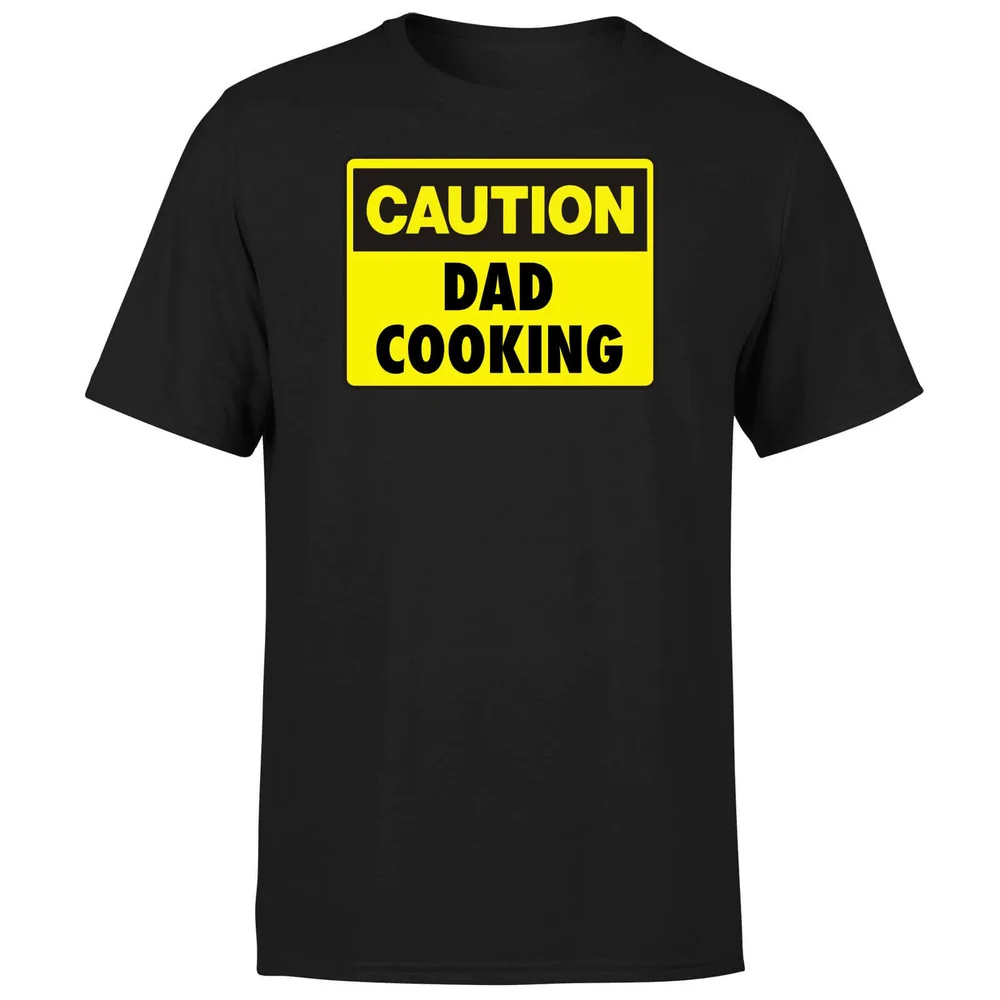 Caution Dad Cooking - Black T-Shirt - S - Zwart Afbeelding 1