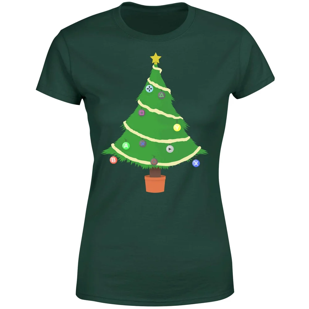 Buttons Tree Women's T-Shirt - Forest Green - S - Forest Green Afbeelding 1