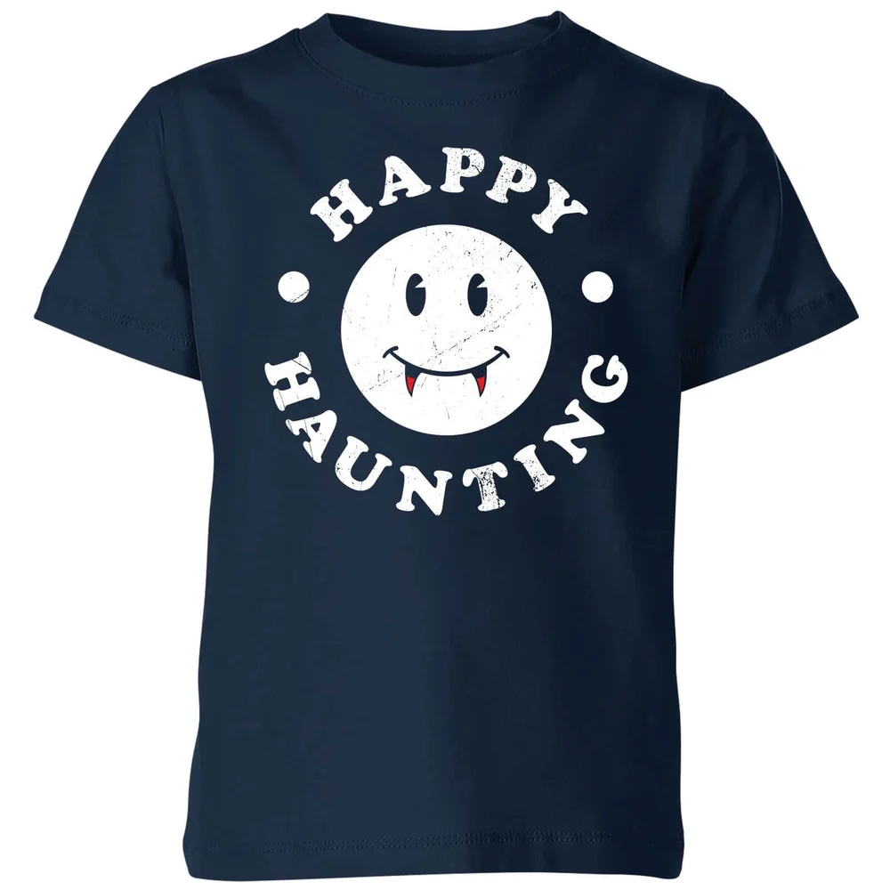 Happy Haunting Kids' T-Shirt - Navy - 98/104 (3-4 jaar) - Navy blauw Afbeelding 1