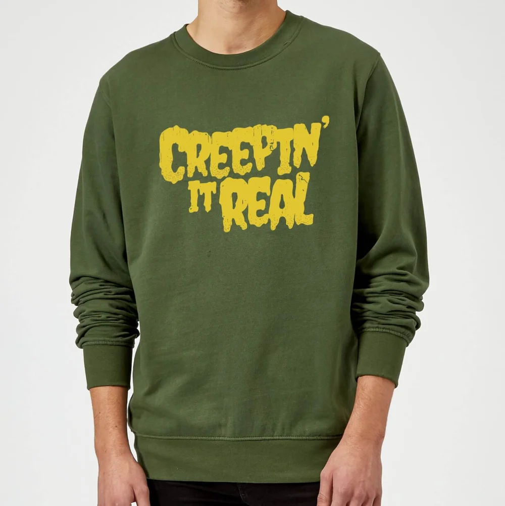 Creepin it Real Sweatshirt - Forest Green - S - Rood Afbeelding 1