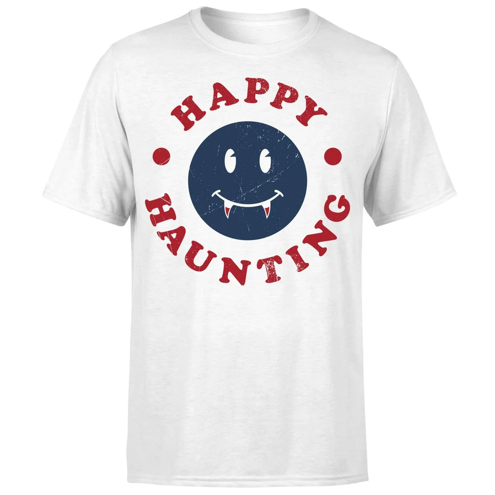 Happy Haunting Fang T-Shirt - White - S - Wit Afbeelding 1