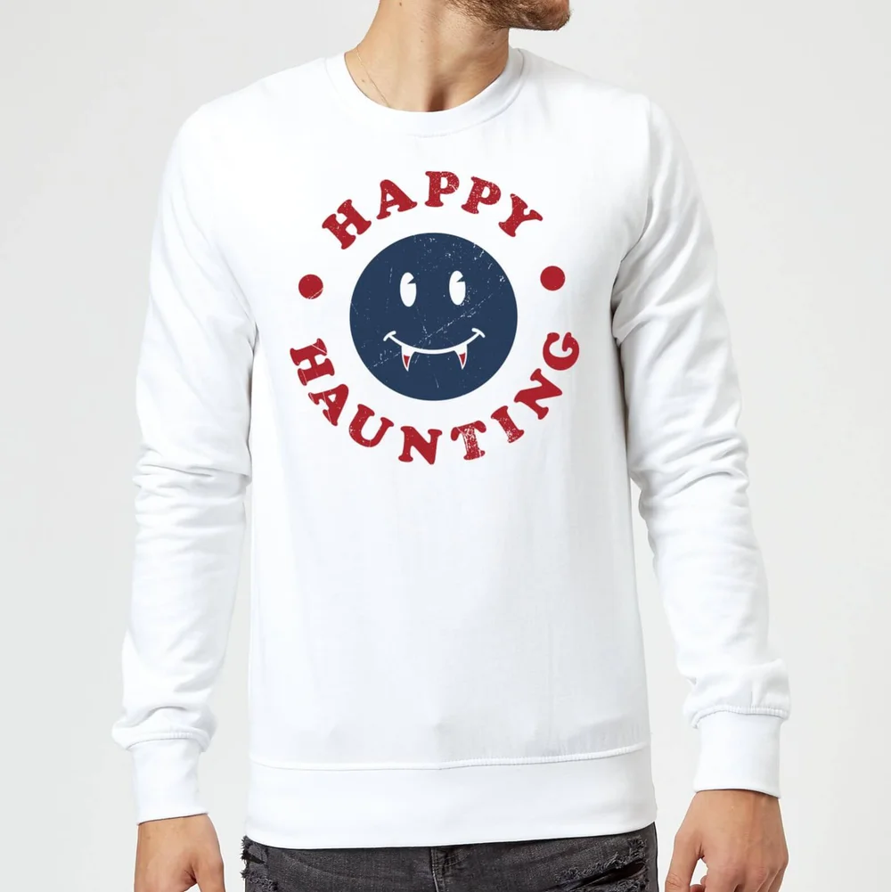 Happy Haunting Fang Sweatshirt - White - S - Wit Afbeelding 1