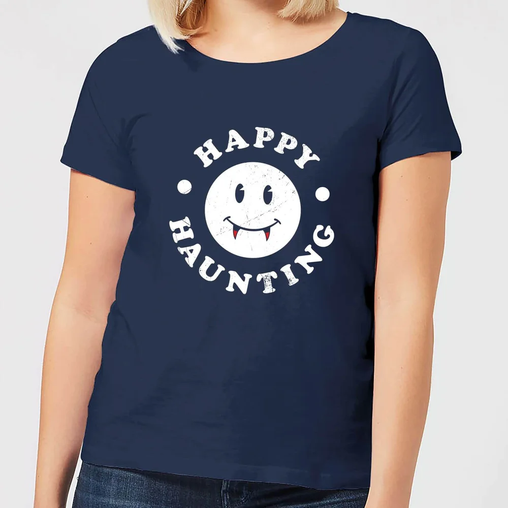 Happy Haunting Women's T-Shirt - Navy - S - Navy blauw Afbeelding 1