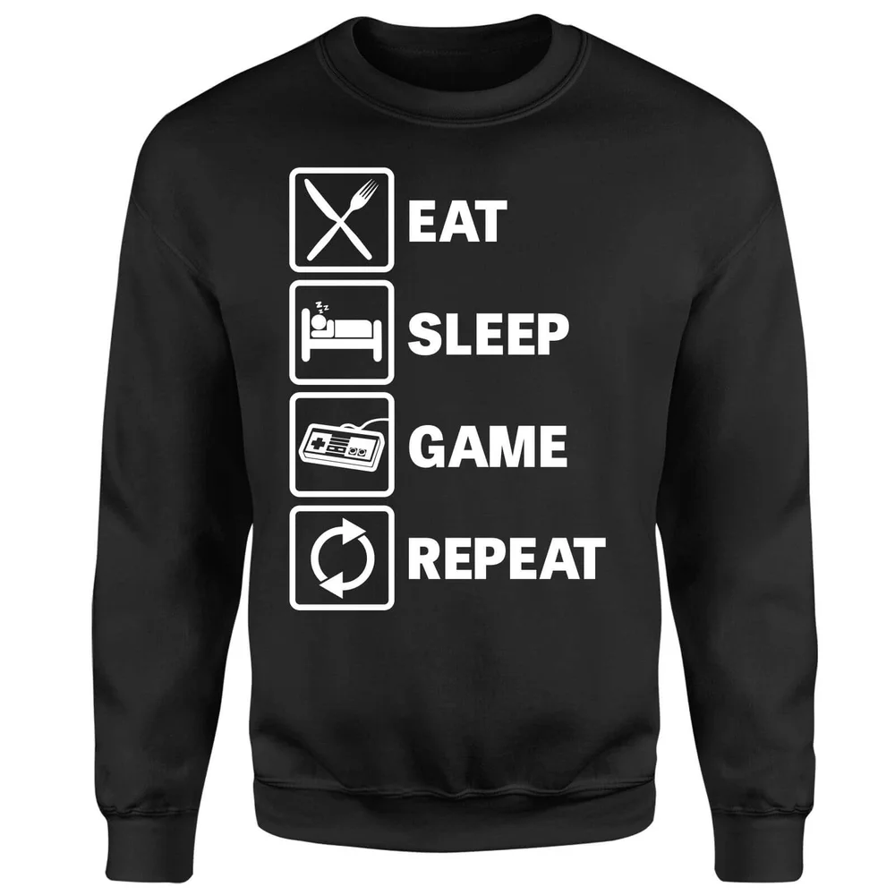 Eat Sleep Game Repeat Sweatshirt - Black - S Afbeelding 1