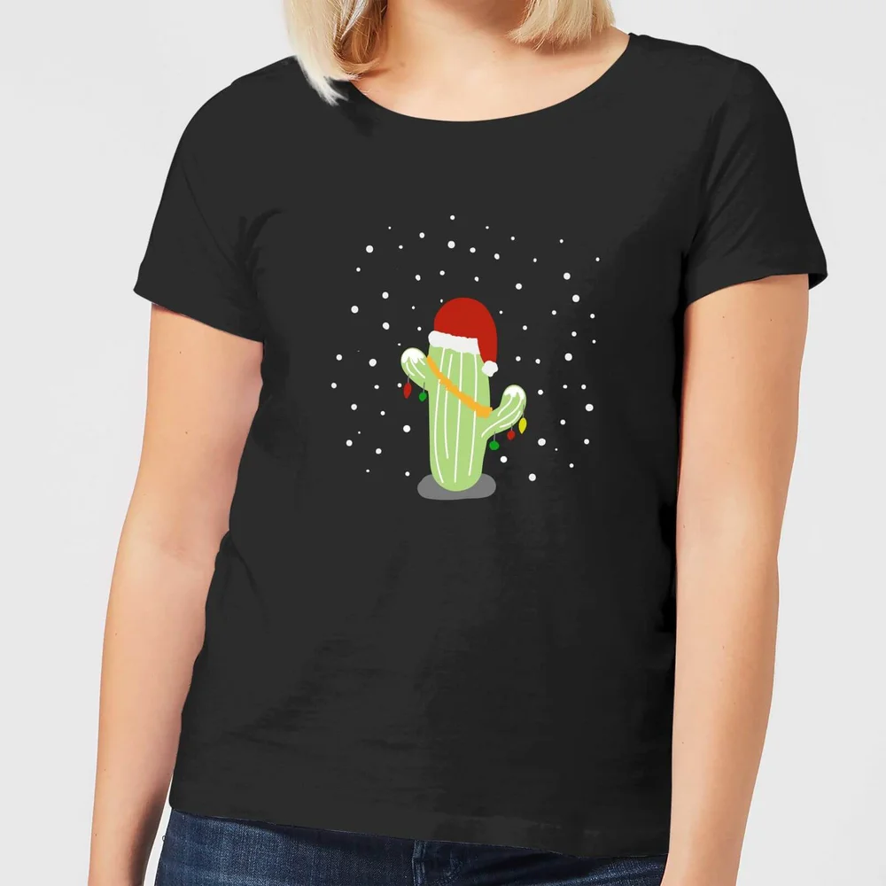 Cactus Santa Hat Women's T-Shirt - Black - 3XL Afbeelding 1